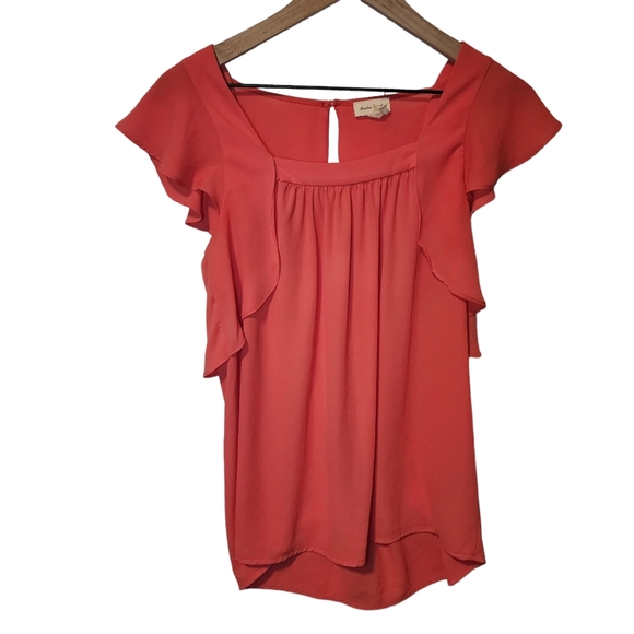 EUC Anthropologie | Meadow Rue Open Back Flutter Short Sleeve Blouse - Picture 9 of 12